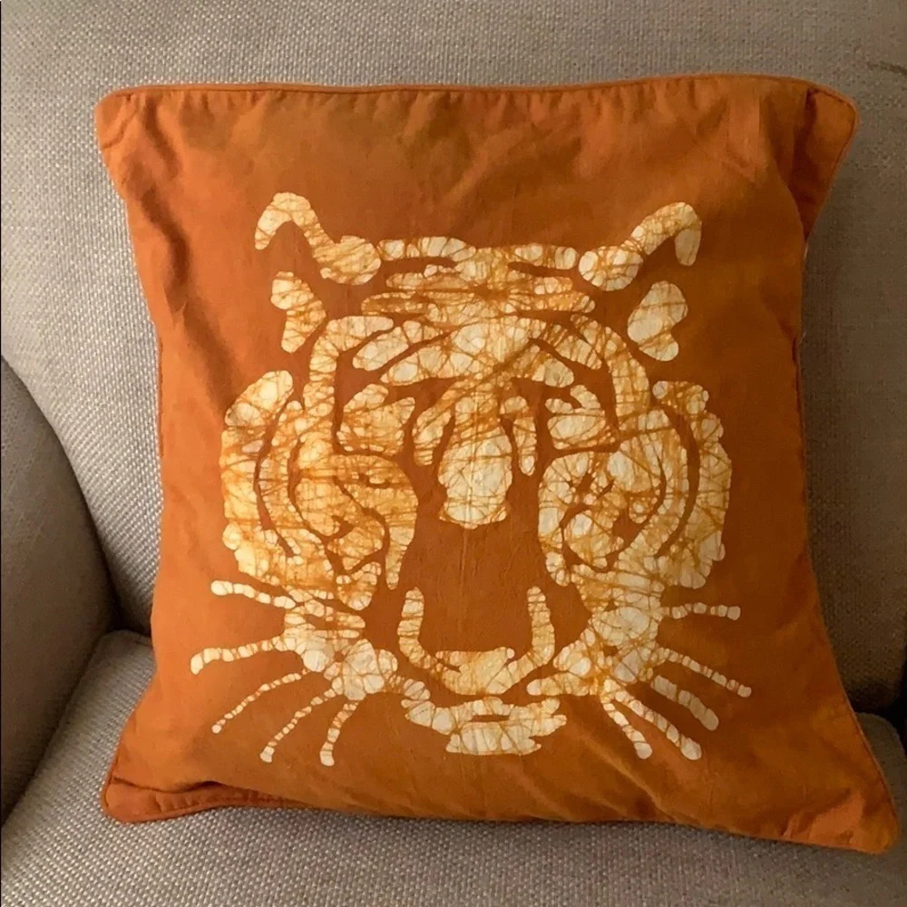 Orange Print Cotton Pillow Cover 18x18 New